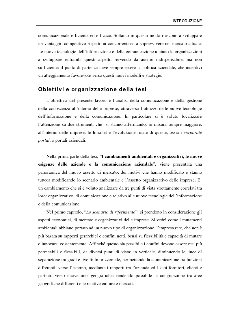 Anteprima della tesi: Le Information & Communication Technology come risposta alle attuali esigenze aziendali: da Intranet a Corporate Portal. I casi WebWorking e Webegg, Pagina 2