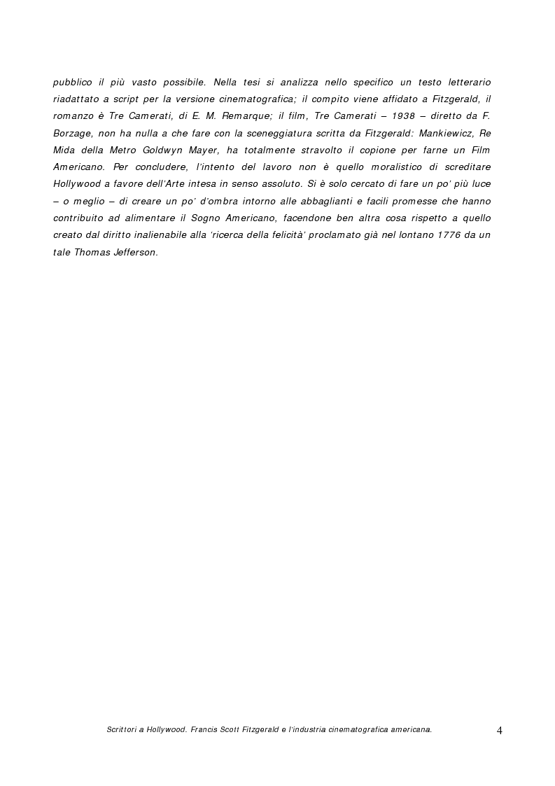 Anteprima della tesi: Scrittori a Hollywood. Francis Scott Fitzgerald e l'industria cinematografica americana, Pagina 2