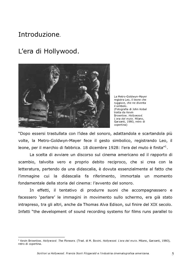 Anteprima della tesi: Scrittori a Hollywood. Francis Scott Fitzgerald e l'industria cinematografica americana, Pagina 3