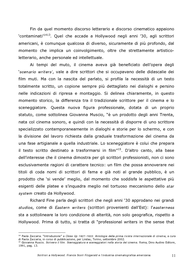 Anteprima della tesi: Scrittori a Hollywood. Francis Scott Fitzgerald e l'industria cinematografica americana, Pagina 9