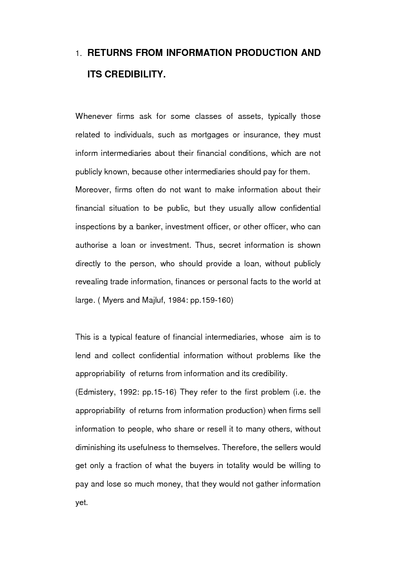 Anteprima della tesi: Asymmetric information and financial intermediation, Pagina 2