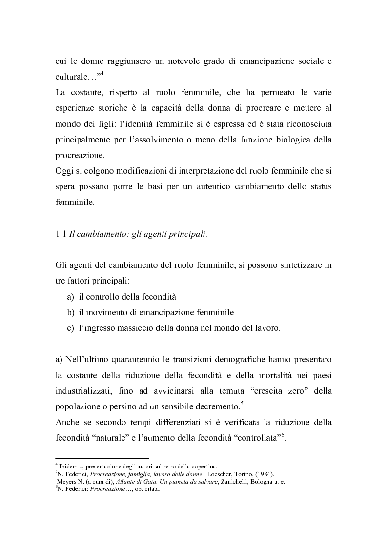 Anteprima della tesi: La doppia presenza della donna - Organizzazione in ambito familiare e professionale, Pagina 6