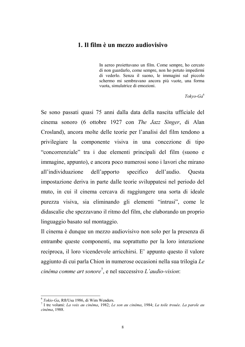 Anteprima della tesi: L'interazione suono-immagine nel cinema di Nanni Moretti, Pagina 4