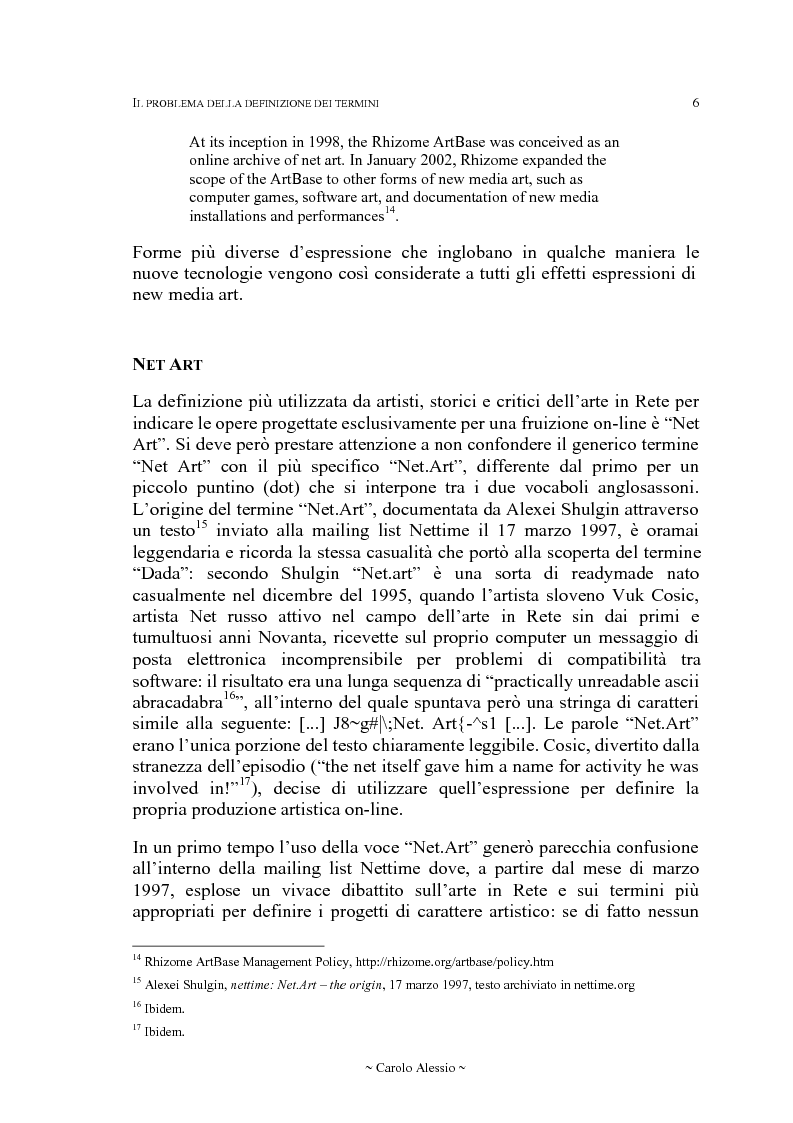 Anteprima della tesi: Arte in Rete: il sito rhizome.org, Pagina 13