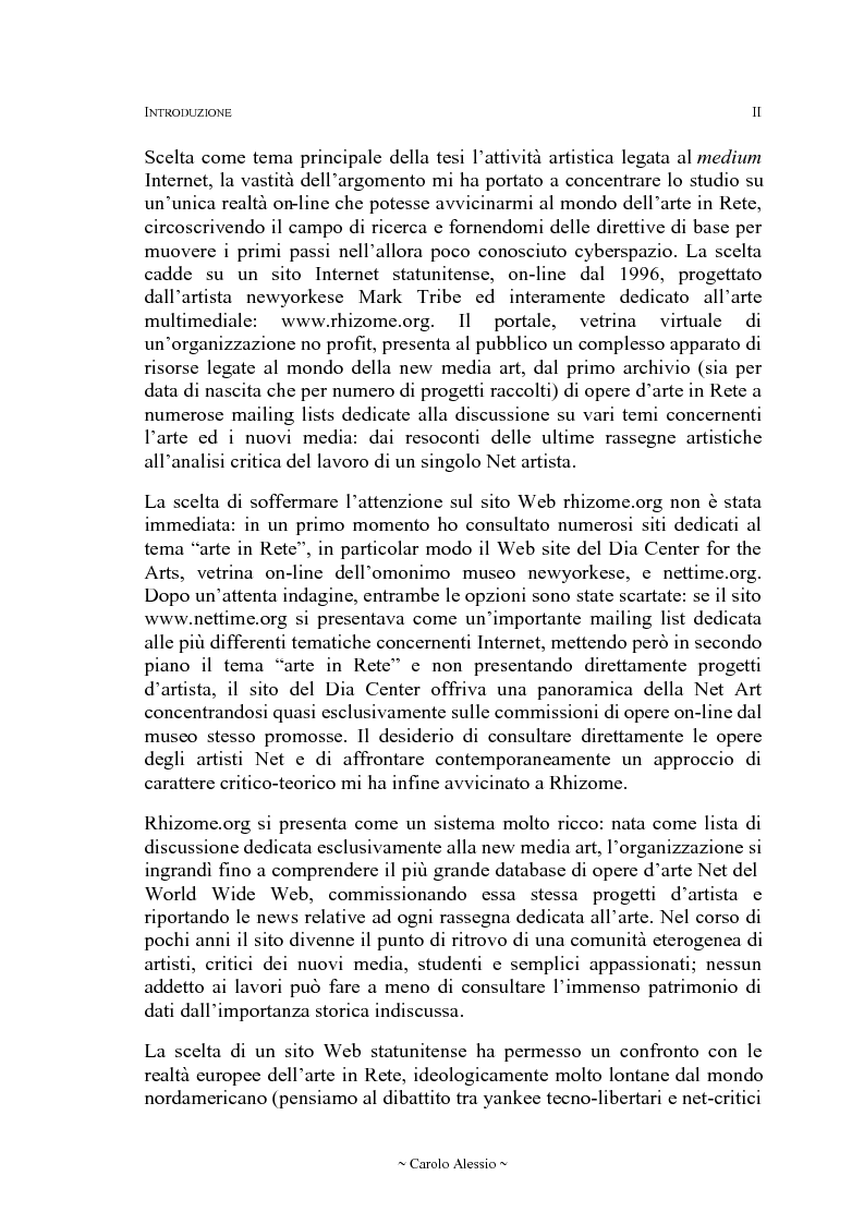 Anteprima della tesi: Arte in Rete: il sito rhizome.org, Pagina 2