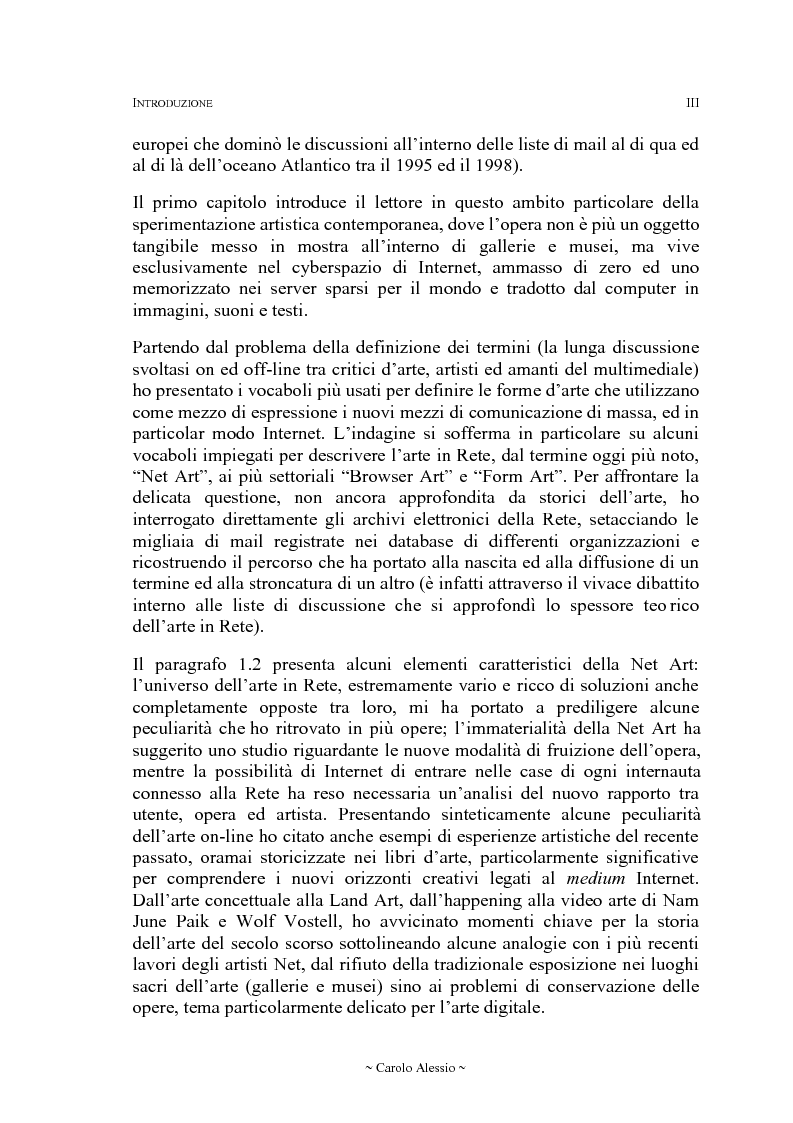 Anteprima della tesi: Arte in Rete: il sito rhizome.org, Pagina 3