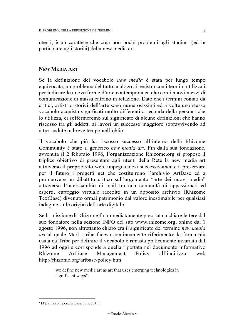 Anteprima della tesi: Arte in Rete: il sito rhizome.org, Pagina 9