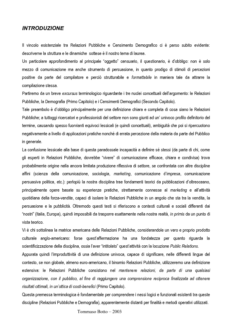 Anteprima della tesi: Le relazioni pubbliche come funzione di census management: analisi comparativa di quindici esperienze censuarie, Pagina 2