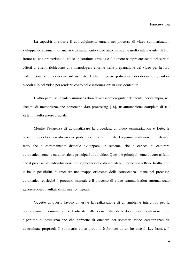 Anteprima della tesi: Progettazione, implementazione e sperimentazione di un ambiente per la video summarization, Pagina 3