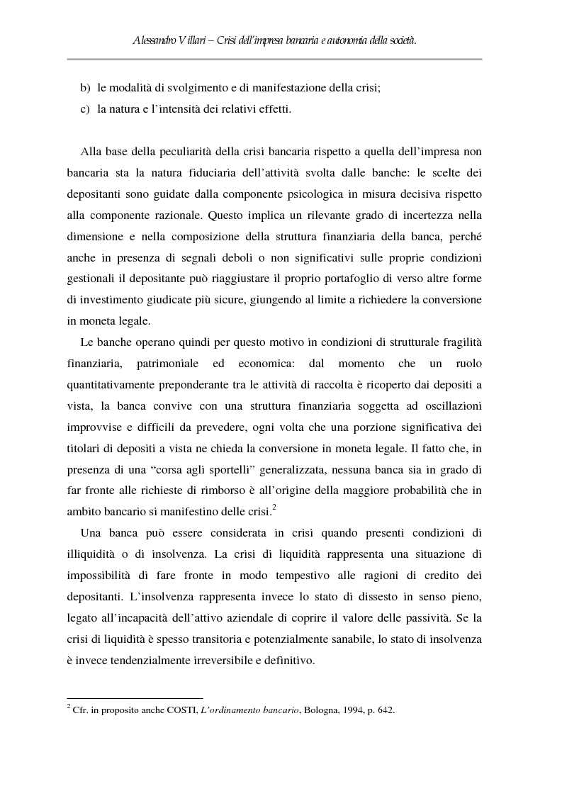 Anteprima della tesi: Crisi dell'impresa bancaria e autonomia della società, Pagina 2