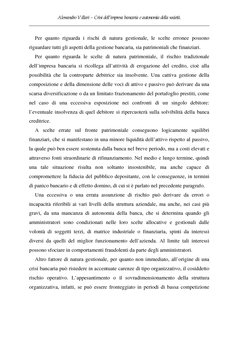 Anteprima della tesi: Crisi dell'impresa bancaria e autonomia della società, Pagina 6