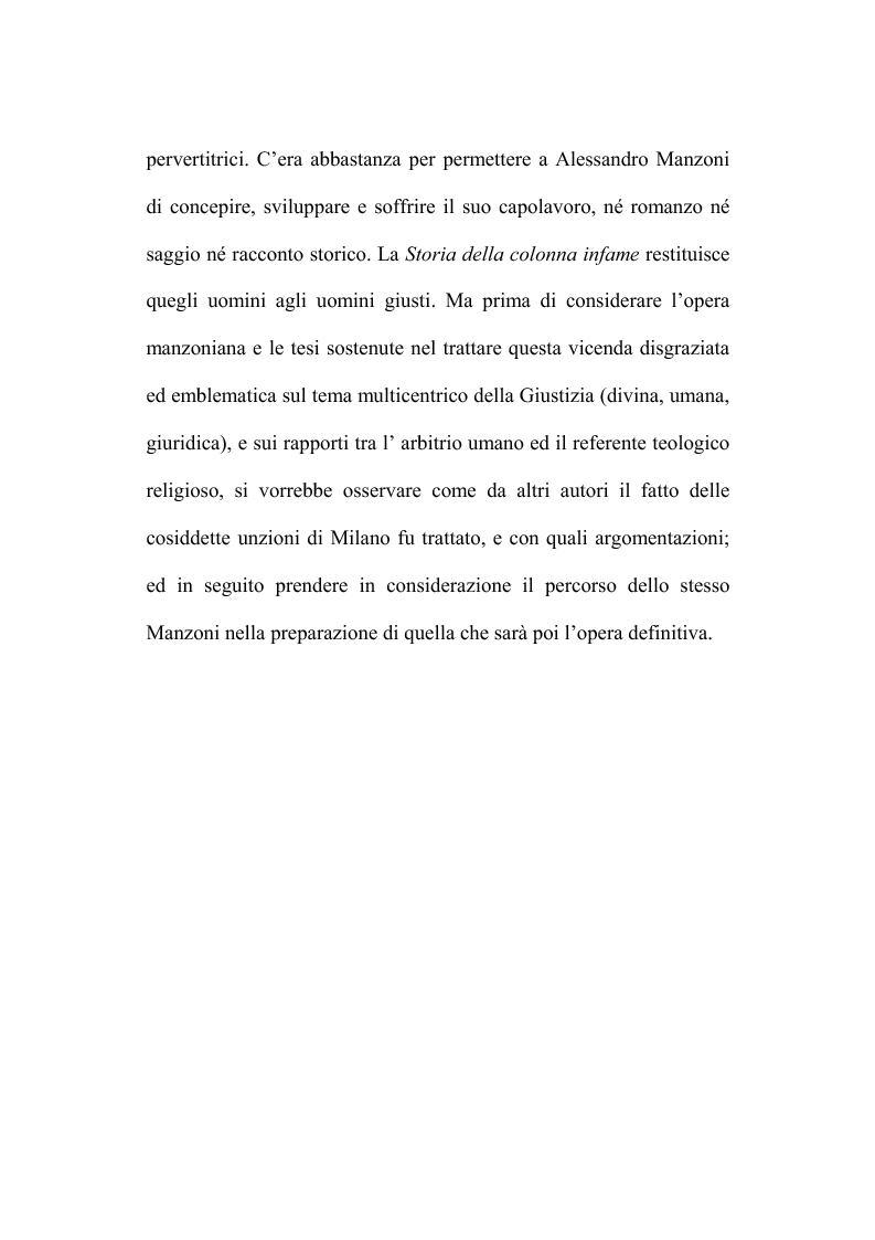 Anteprima della tesi: Genesi e fortuna della ''Storia della colonna infame'' di A. Manzoni, Pagina 13