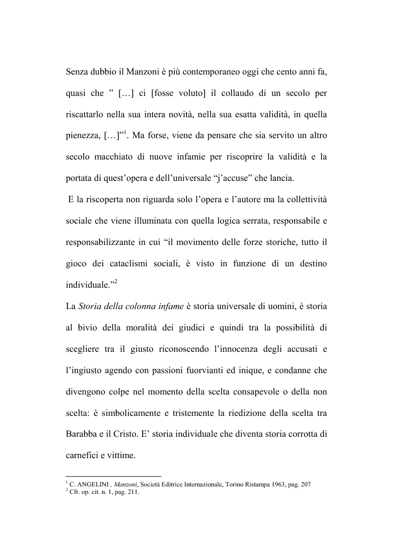 Anteprima della tesi: Genesi e fortuna della ''Storia della colonna infame'' di A. Manzoni, Pagina 3