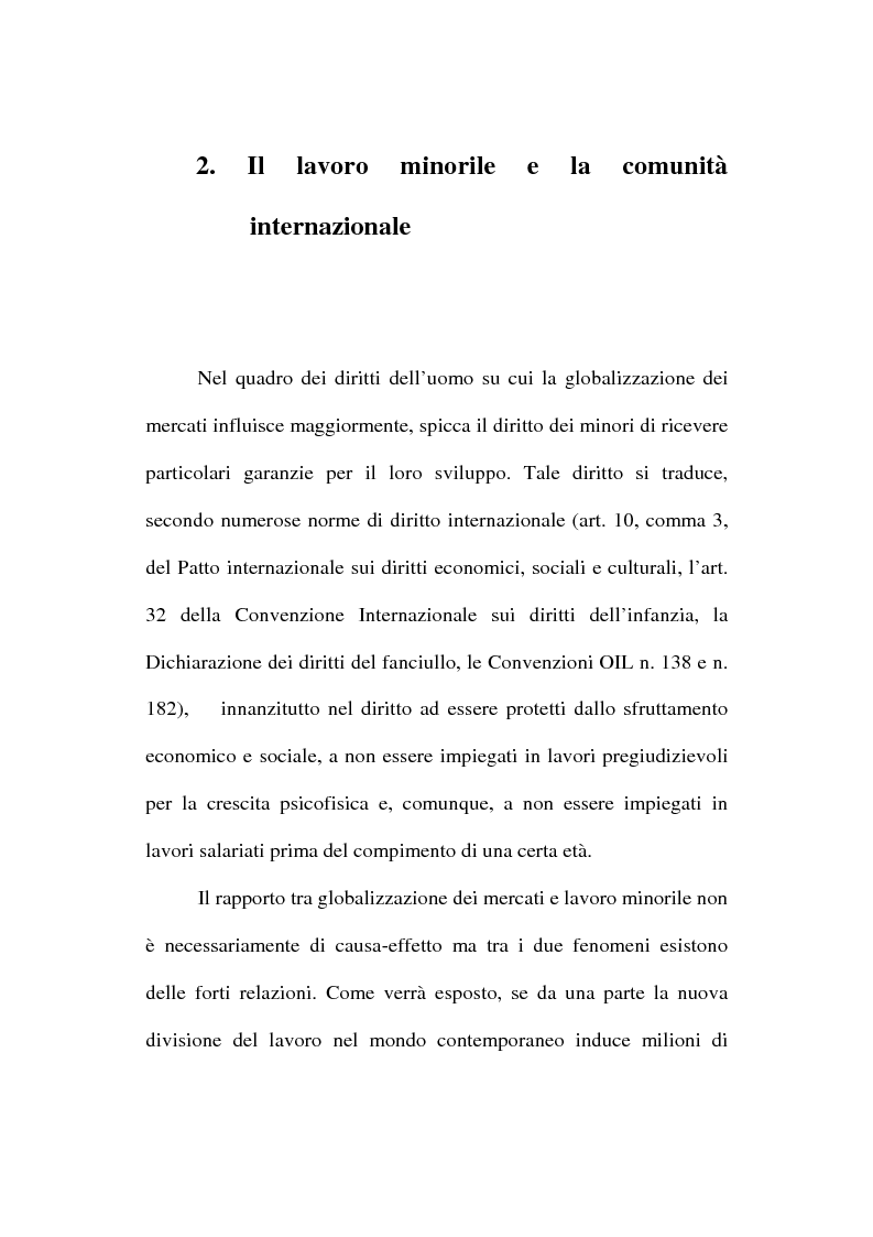 Anteprima della tesi: La globalizzazione dei mercati e il lavoro minorile alla luce della normativa internazionale in materia di diritti dell'uomo, Pagina 11