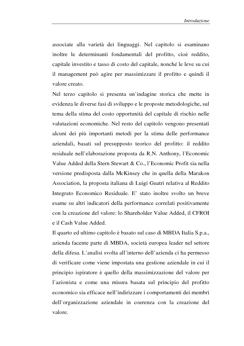 Anteprima della tesi: Creazione di valore e misure di performance basate sul profitto: il caso MBDA Italia spa, Pagina 3