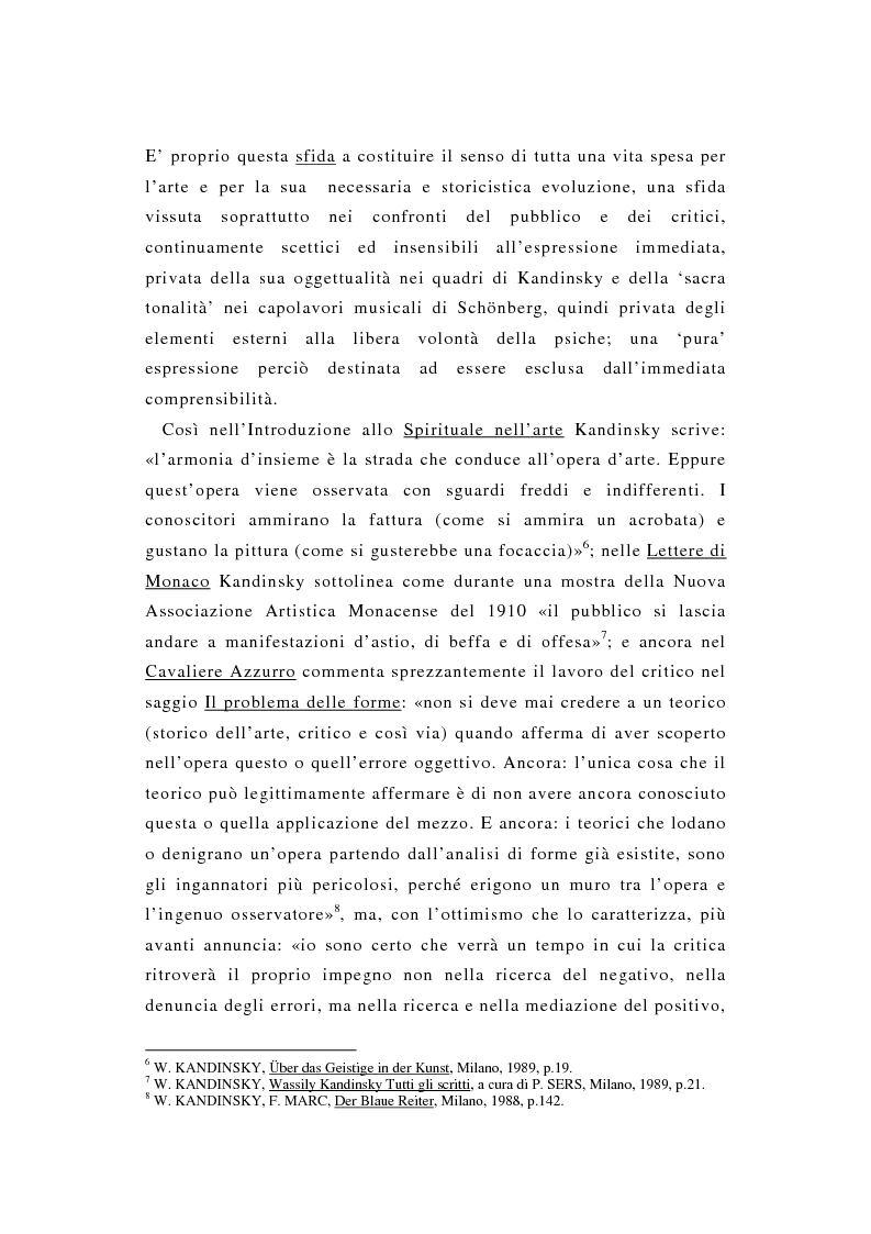 Anteprima della tesi: La pittura di Kandinsky e la musica di Schoenberg: due arti a confronto, Pagina 3