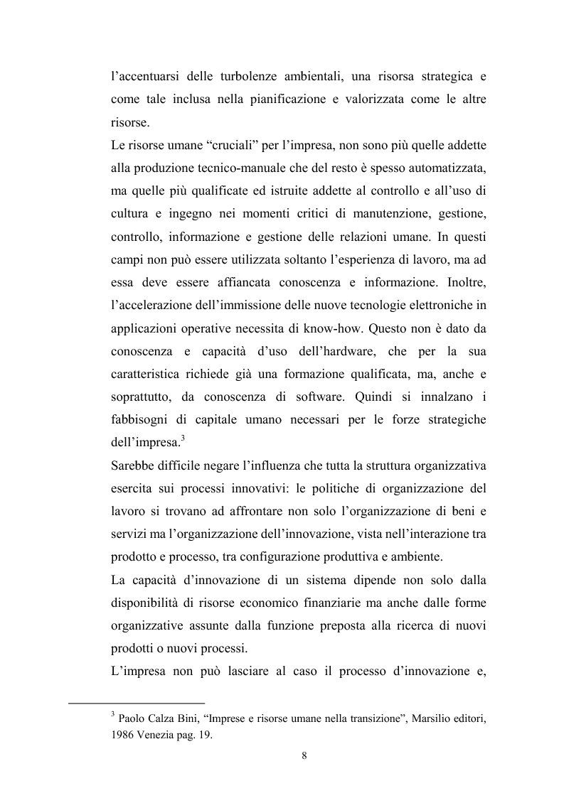 Anteprima della tesi: Innovazione tecnologica: mutamento dei fabbisogni formativi e nuovi profili professionali, Pagina 4