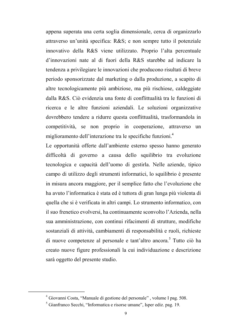 Anteprima della tesi: Innovazione tecnologica: mutamento dei fabbisogni formativi e nuovi profili professionali, Pagina 5
