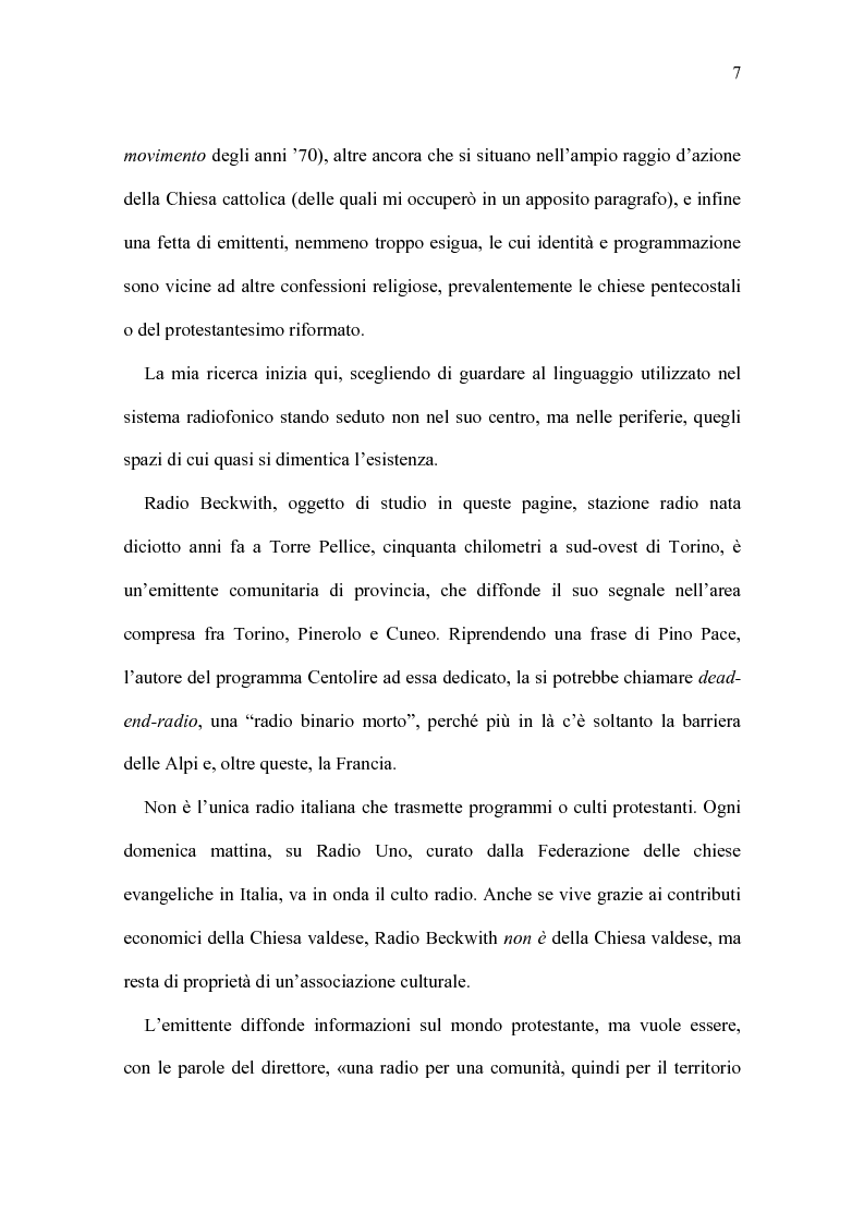 Anteprima della tesi: Radio Beckwith: identità in onda. Una ricerca nella radiofonia comunitaria, Pagina 3