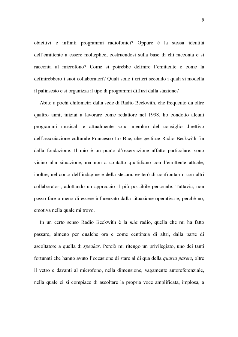 Anteprima della tesi: Radio Beckwith: identità in onda. Una ricerca nella radiofonia comunitaria, Pagina 5