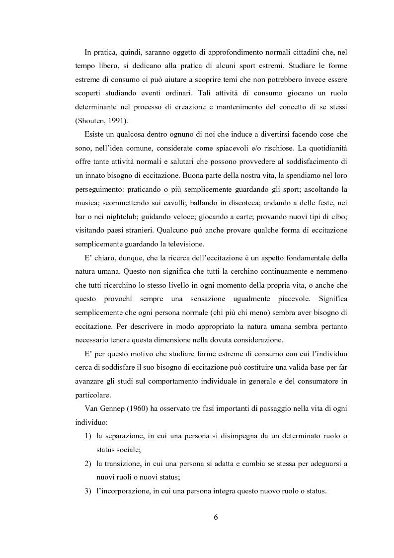 Anteprima della tesi: Gli sport estremi. Analisi teorica ed empirica del comportamento del consumatore, Pagina 4