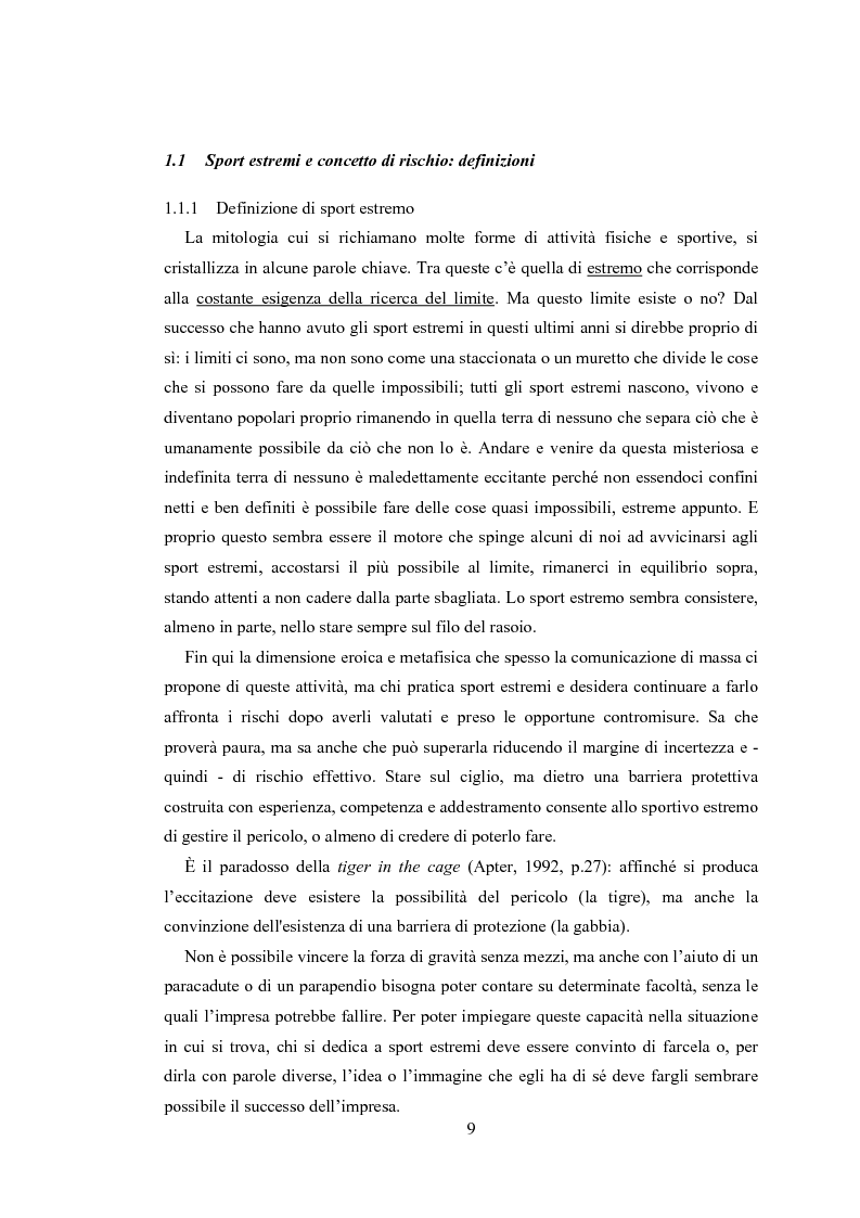 Anteprima della tesi: Gli sport estremi. Analisi teorica ed empirica del comportamento del consumatore, Pagina 7