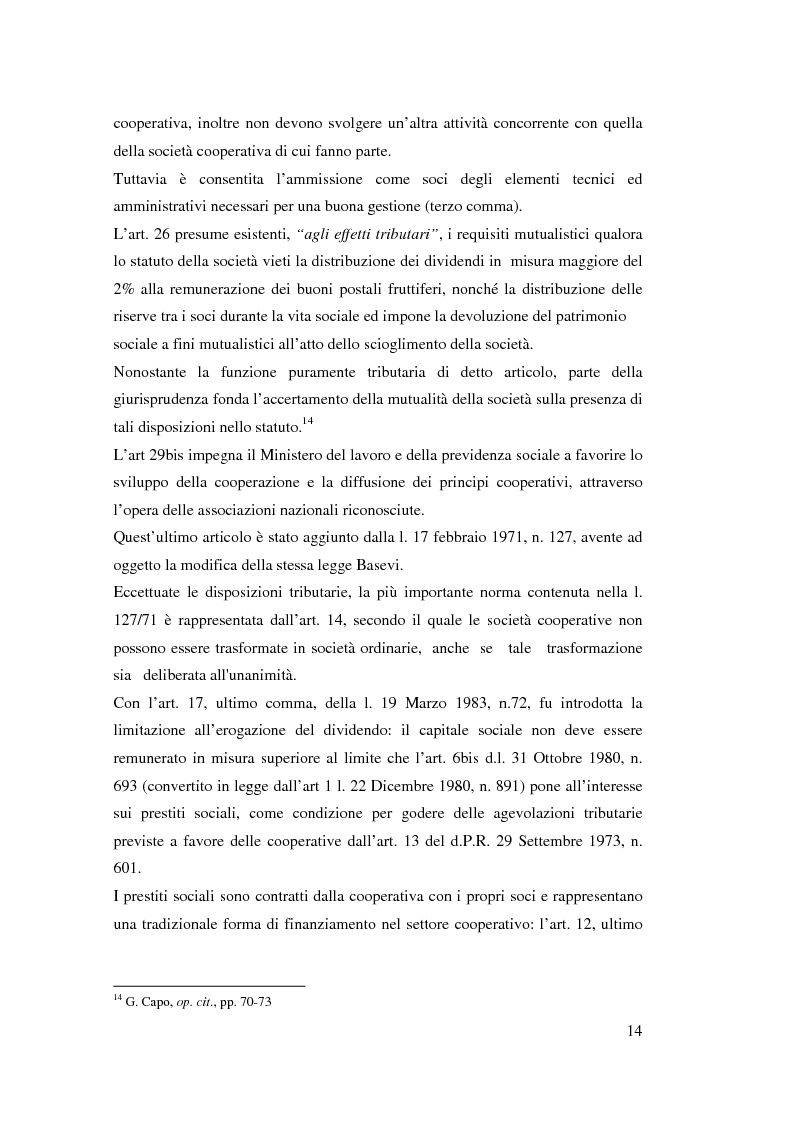 Anteprima della tesi: I ristorni nelle società cooperative: aspetti giuridici e economici, Pagina 14