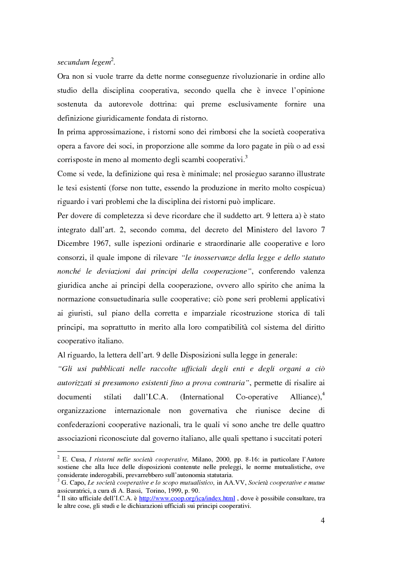 Anteprima della tesi: I ristorni nelle società cooperative: aspetti giuridici e economici, Pagina 4