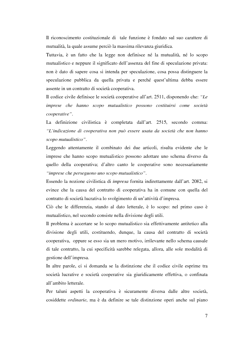 Anteprima della tesi: I ristorni nelle società cooperative: aspetti giuridici e economici, Pagina 7