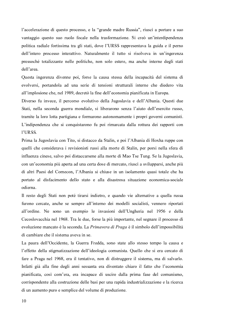 Anteprima della tesi: Le economie di transizione nel passaggio da piano a mercato: il caso della Romania, Pagina 6