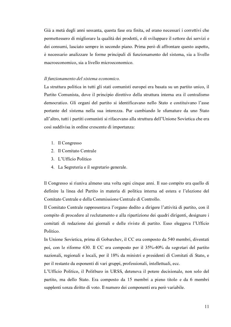 Anteprima della tesi: Le economie di transizione nel passaggio da piano a mercato: il caso della Romania, Pagina 7