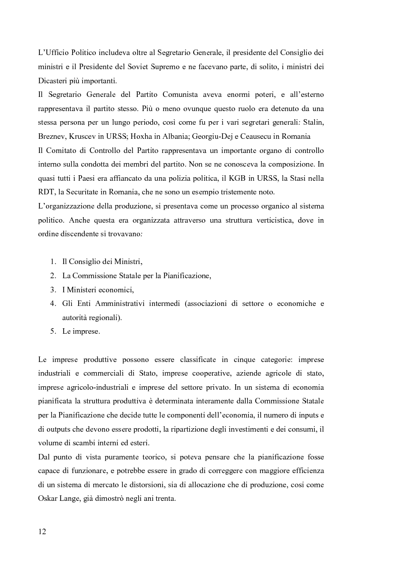Anteprima della tesi: Le economie di transizione nel passaggio da piano a mercato: il caso della Romania, Pagina 8