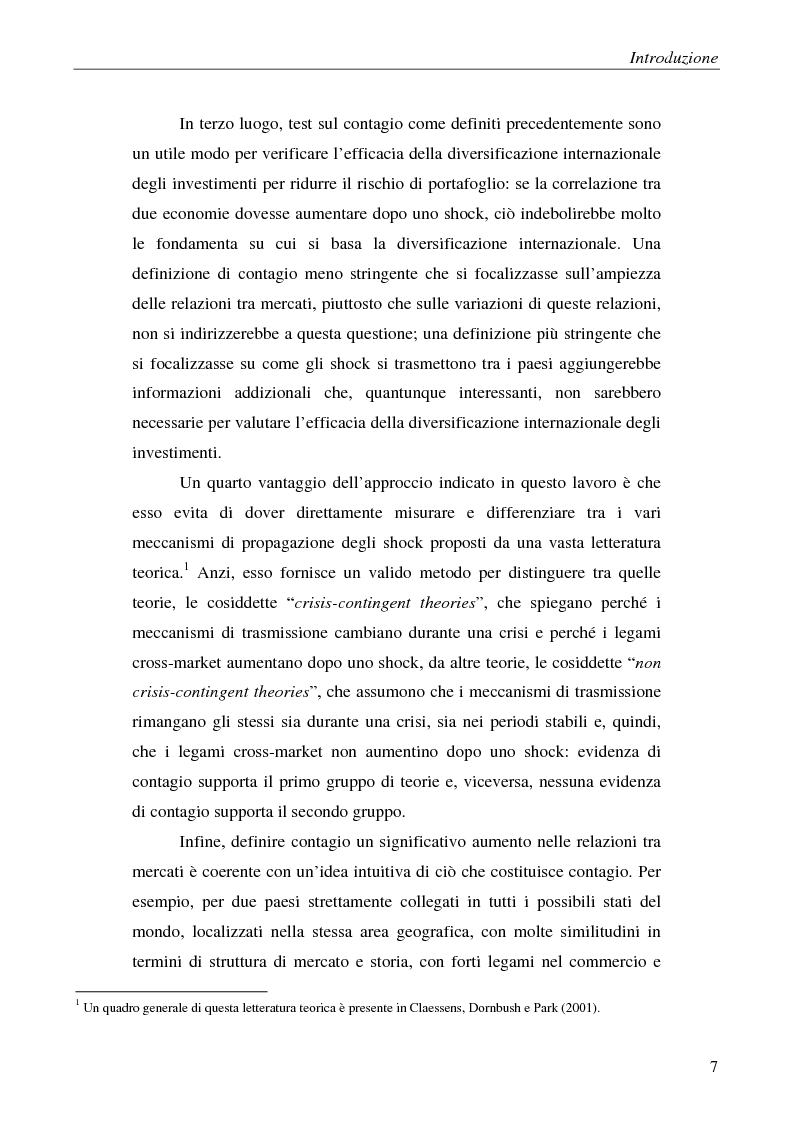 Anteprima della tesi: Contagio e interdipendenza nei mercati finanziari: aspetti metodologici ed evidenza empirica, Pagina 3