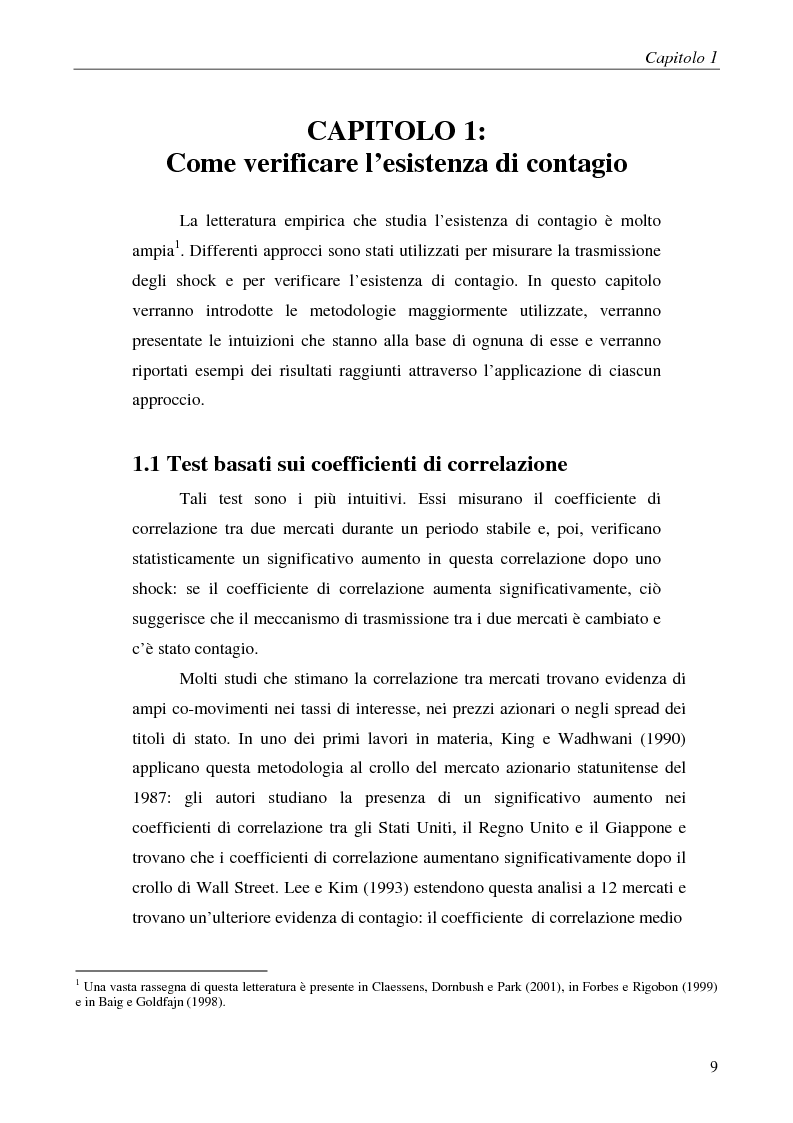 Anteprima della tesi: Contagio e interdipendenza nei mercati finanziari: aspetti metodologici ed evidenza empirica, Pagina 5