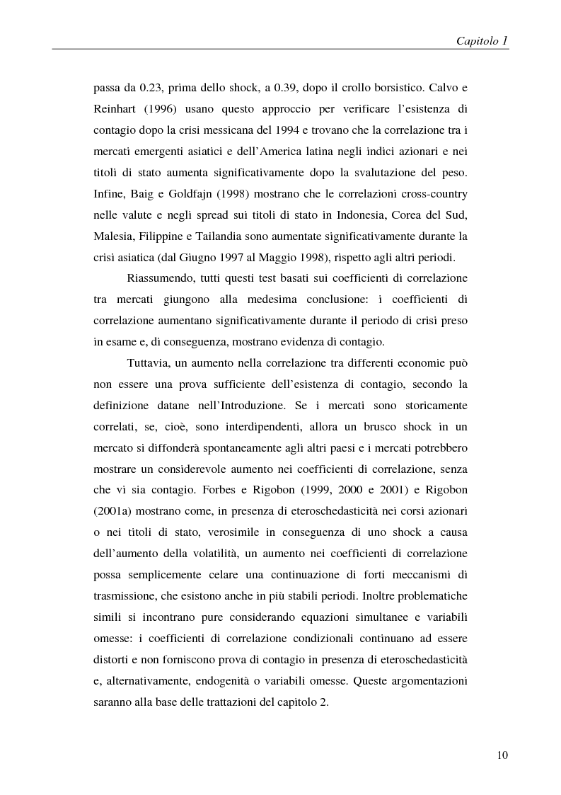 Anteprima della tesi: Contagio e interdipendenza nei mercati finanziari: aspetti metodologici ed evidenza empirica, Pagina 6