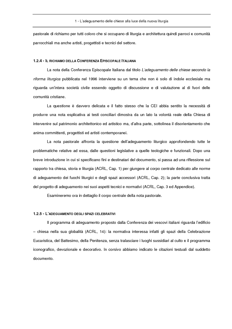 Anteprima della tesi: Adeguamento liturgico delle chiese pre Vaticano II. Contenuti e metodi., Pagina 10