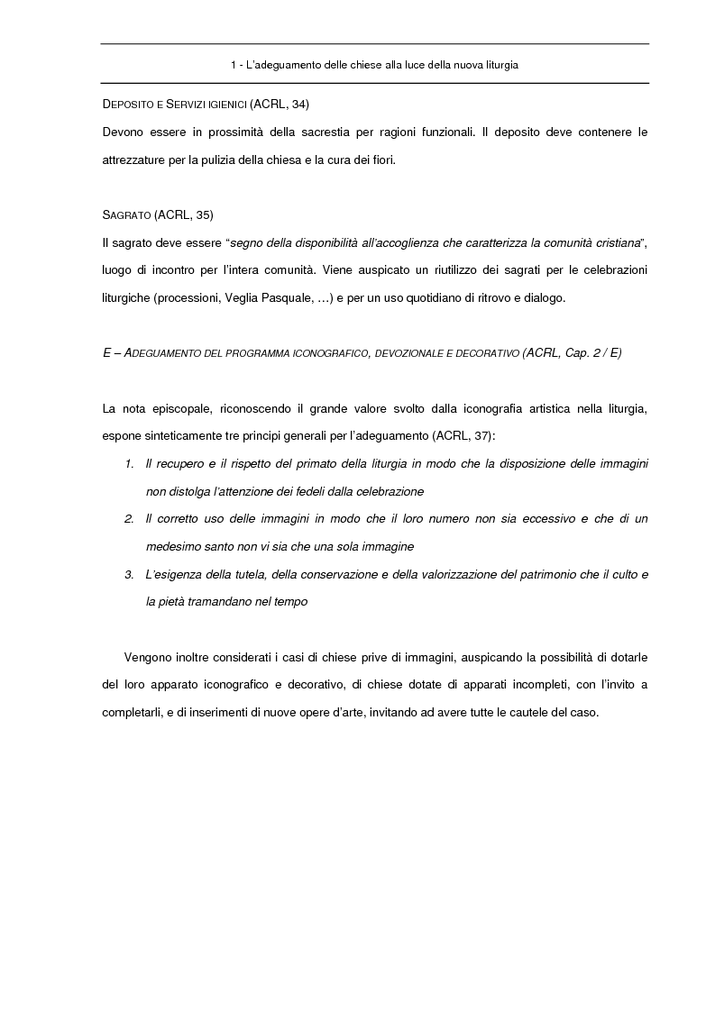 Anteprima della tesi: Adeguamento liturgico delle chiese pre Vaticano II. Contenuti e metodi., Pagina 15