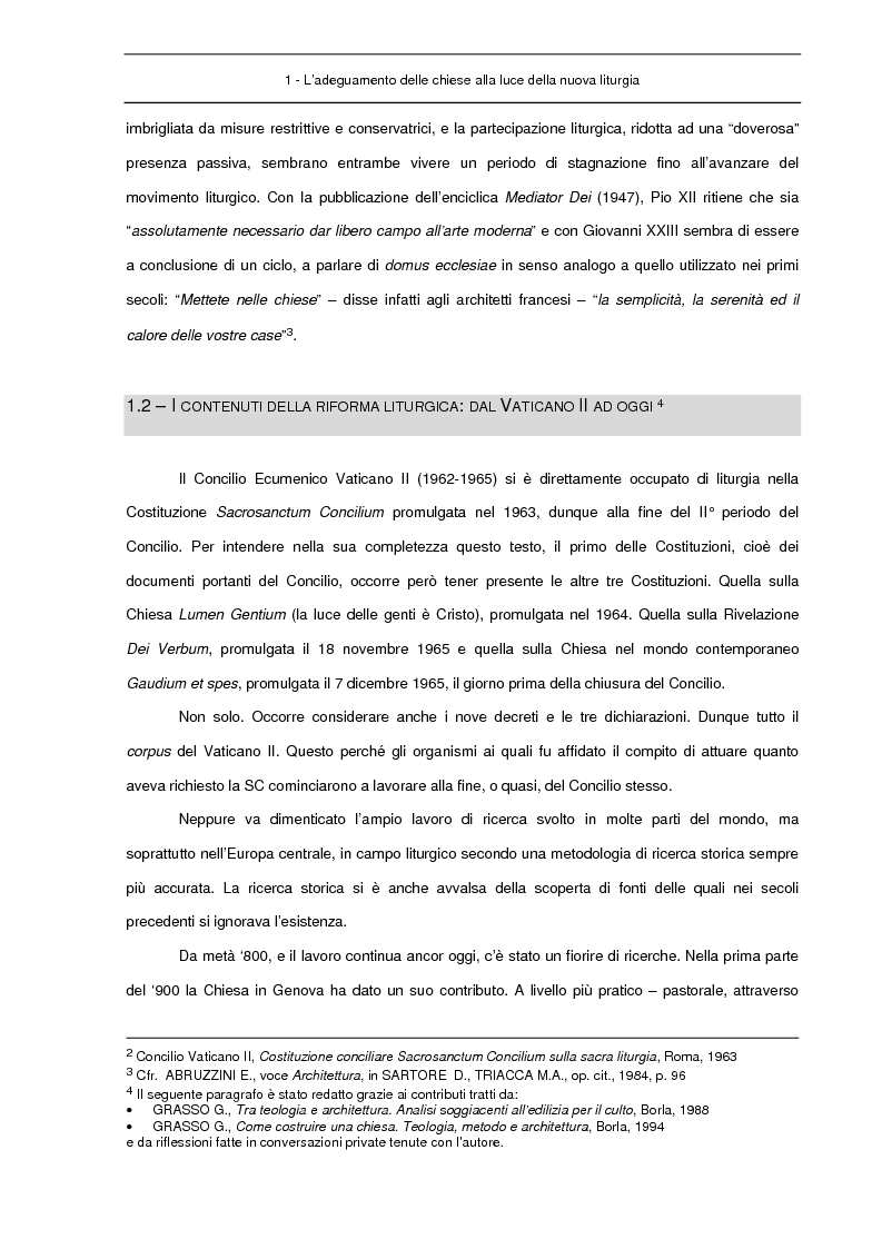 Anteprima della tesi: Adeguamento liturgico delle chiese pre Vaticano II. Contenuti e metodi., Pagina 5