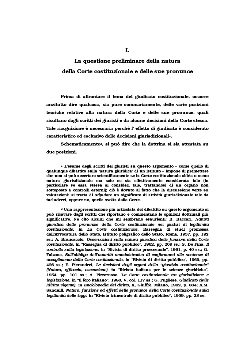 Anteprima della tesi: Il vincolo di giudicato nel controllo di costituzionalità delle leggi, Pagina 4