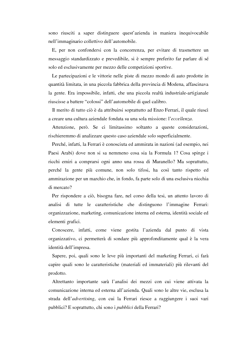 Anteprima della tesi: Comunicare l'immagine di eccellenza - Il caso Ferrari, Pagina 2