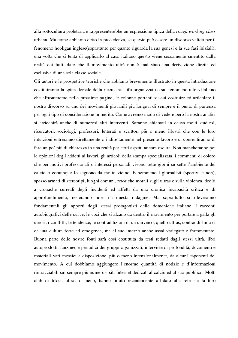 Anteprima della tesi: Tifo organizzato e identità collettiva. Il fenomeno ultras nel calcio, Pagina 13