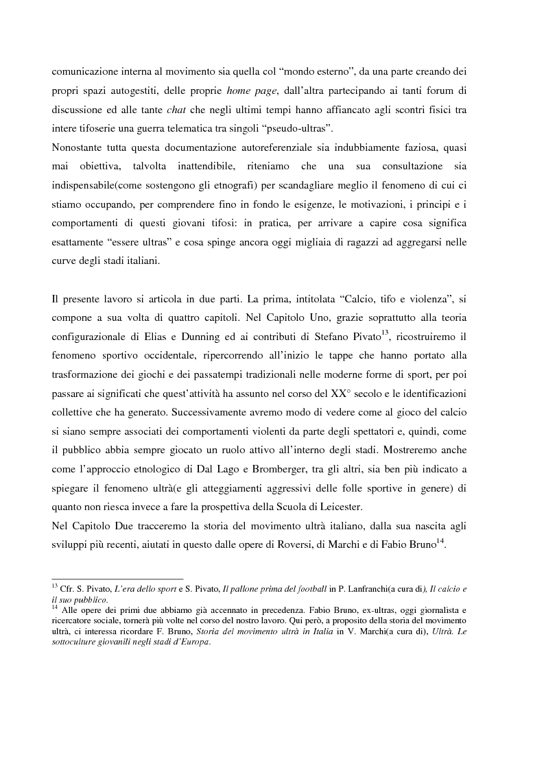 Anteprima della tesi: Tifo organizzato e identità collettiva. Il fenomeno ultras nel calcio, Pagina 14