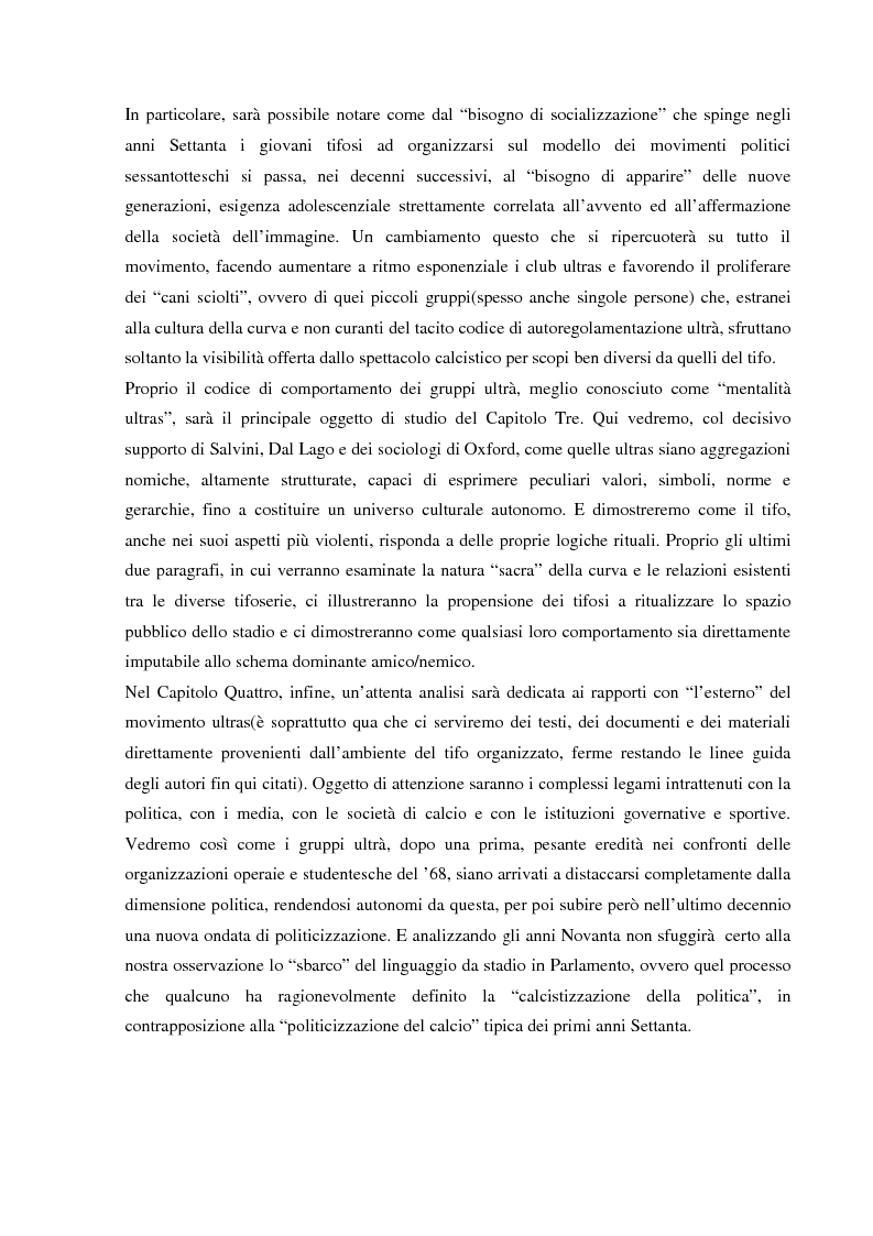 Anteprima della tesi: Tifo organizzato e identità collettiva. Il fenomeno ultras nel calcio, Pagina 15