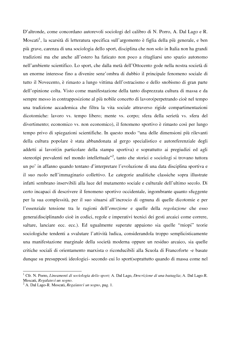 Anteprima della tesi: Tifo organizzato e identità collettiva. Il fenomeno ultras nel calcio, Pagina 4