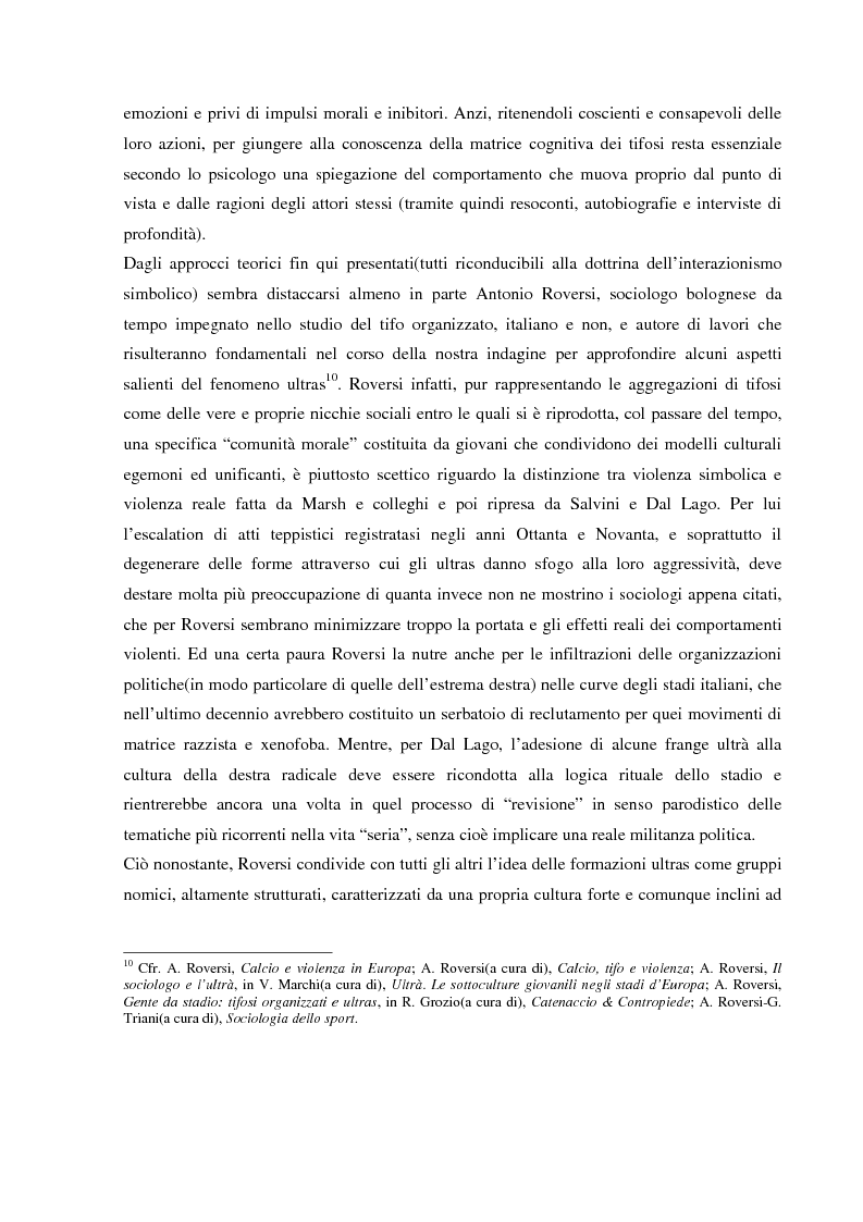 Anteprima della tesi: Tifo organizzato e identità collettiva. Il fenomeno ultras nel calcio, Pagina 9