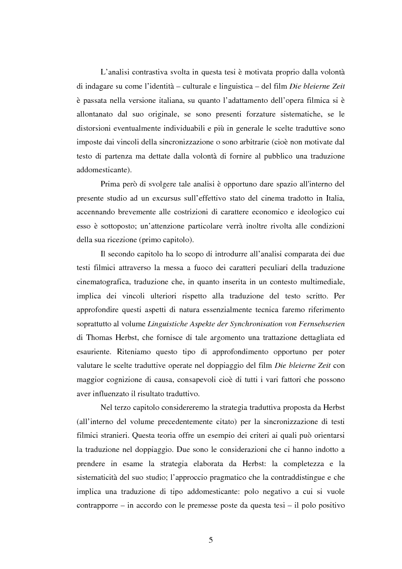 Anteprima della tesi: La traduzione del testo filmico: ''Die bleierne Zeit'' e la sua versione italiana a confronto, Pagina 2