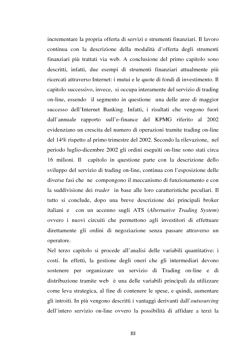 Anteprima della tesi: Il trading on-line e la distribuzione degli strumenti finanziari attraverso il web: analisi delle variabili fondamentali per la realizzazione di un vantaggio competitivo, Pagina 3