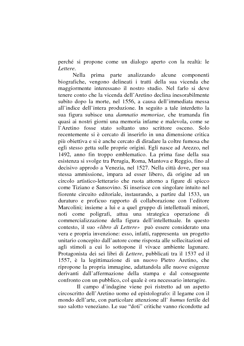 Anteprima della tesi: ''Io non son cieco ne la pittura'' Pietro Aretino e le arti figurative, Pagina 2