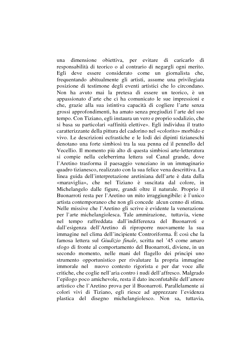 Anteprima della tesi: ''Io non son cieco ne la pittura'' Pietro Aretino e le arti figurative, Pagina 3