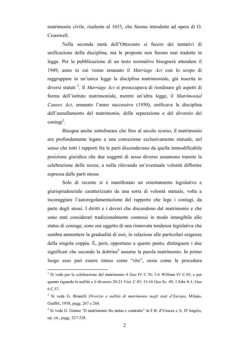 Anteprima della tesi: Il contratto di convivenza nel common law inglese, Pagina 5